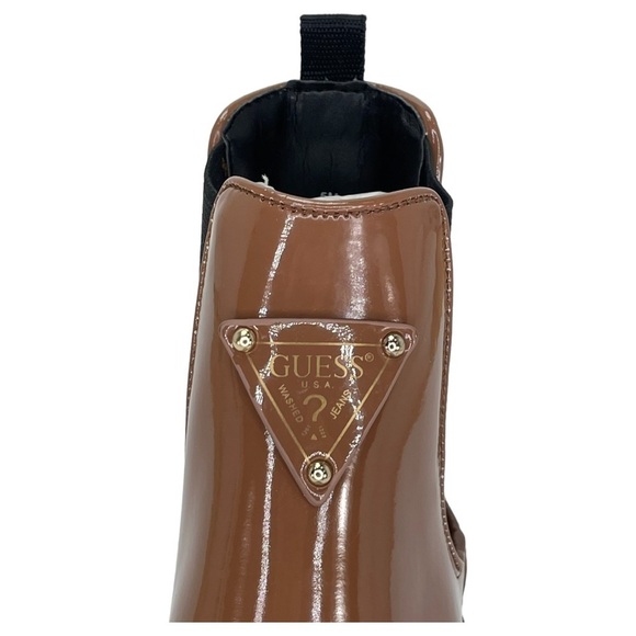 GUESS Hestia Cognac Patent Leather Womens Ankle Boots 5M - Picture 8 of 12